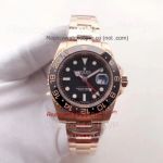 Copy Rolex GMT-Master II Rose Gold Black Ceramic Black Dial Men's Watch